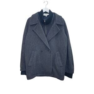 Vanessa Bruno Charcoal Gray Wool Alpaca Mohair Blend Double Collar Coat Sz 38/6